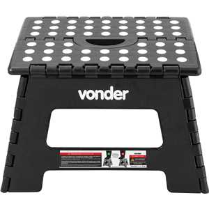 Banqueta plástica dobrável, preta, altura 220 mm, VONDER