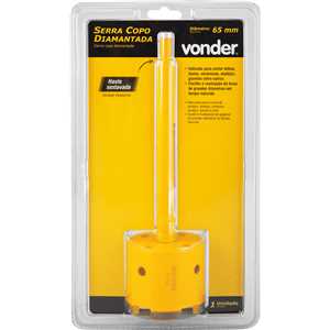 Serra copo diamantada 65 mm, com haste, VONDER