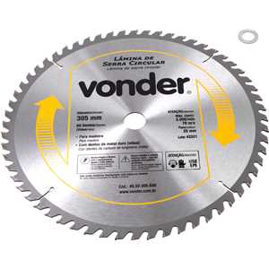 Lâmina de serra circular com dentes de metal duro/vídea, 305 mm x 25,4 mm, 60 dentes, VONDER