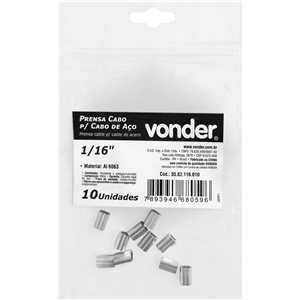 Prensa cabo para cabos de aço de 1/16", cartela com 10 peças, VONDER