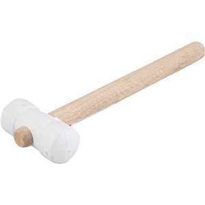 Martelo de borracha 40 mm, cabo em madeira, para azulejista, branco, NOVE54