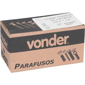 Parafuso francês zincado, 3/8" x 1.1/2", com porca, VONDER