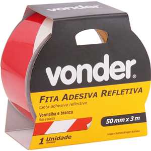 Fita adesiva refletiva, 50 mm x 3 m, vermelha e branca, VONDER