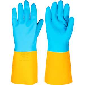 Luva de látex/neoprene, pequena, amarela e azul, LNV 100, VONDER