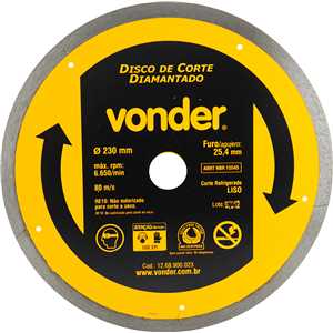 Disco de corte diamantado, 230 mm x 25,4 mm, liso, VONDER