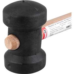 Martelo de borracha 60 mm, cabo em madeira, preto, NOVE54