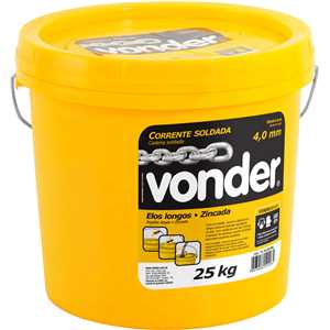 Corrente zincada, com elo longo, 4,0 mm - 5/32", VONDER
