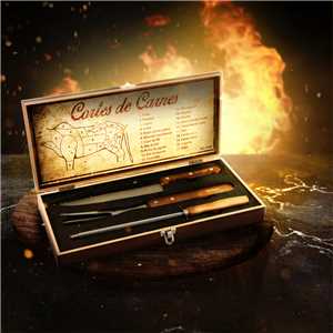 Jogo de utensílios para churrasco, em aço inox, com 4 peças, VONDER