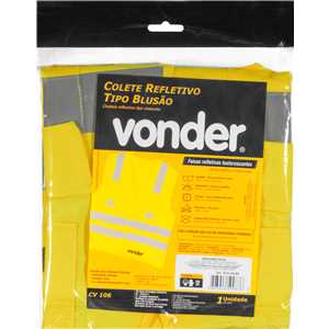 Colete refletivo tipo blusão, com bolso, amarelo, CV 106 VONDER