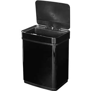 Lixeira retangular com sensor de abertura, 50 litros, inox, preta, VONDER