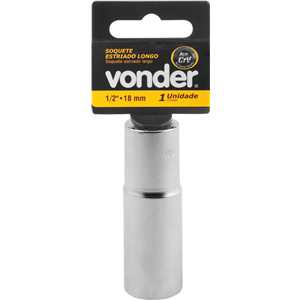 Soquete estriado longo, com encaixe de 1/2", 18 mm, VONDER