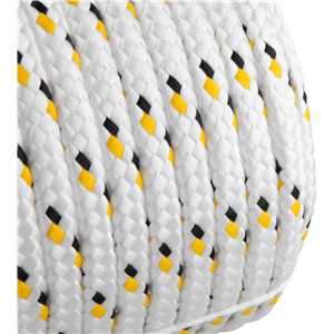 Corda multifilamento trançada 10,0 mm x 50 m, branca com detalhes em preto e amarelo, VONDER