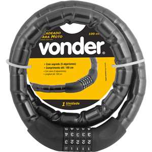 Cadeado para moto, 100 cm, com segredo, VONDER