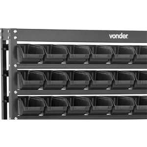 Estante metálica, com gaveteiros modelo prático preto, 108/3 VONDER