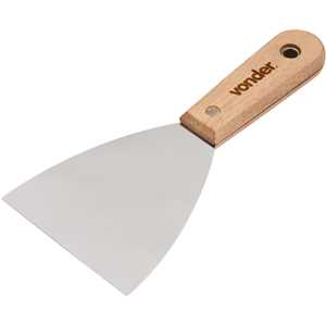 Espátula de aço inox, 4" - 101 mm, com cabo de madeira, VONDER