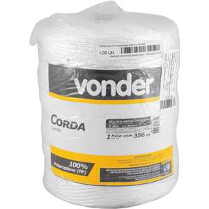 Corda multifilamento trançada 5,0 mm x 356 m, branca, VONDER