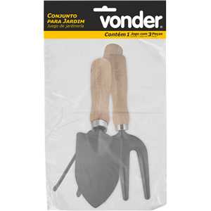 Conjunto para jardim com 3 peças, cabo em madeira, VONDER