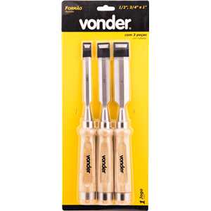 Jogo de formão com 3 peças, VONDER