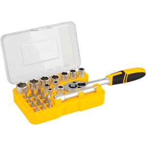 Jogo de soquetes e ponteiras com encaixe de 1/4", 4 mm a 13 mm, com 25 peças VONDER