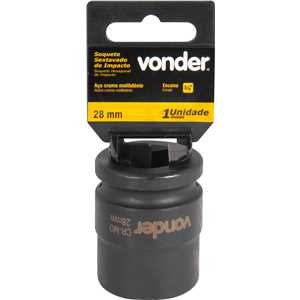 Soquete sextavado de impacto, encaixe de 3/4" x 28,0 mm, VONDER