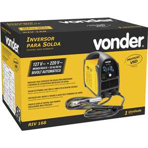 Inversor para solda com eletrodo e TIG, 160 A, RIV 168, com display LED,  monofásico, 127 V~ - 220 V~ - Seleção automática, VONDER