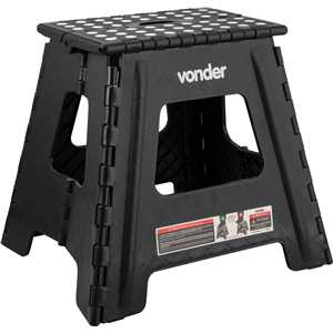 Banqueta plástica dobrável, preta, altura 360 mm, VONDER