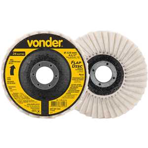 Flap-disc, disco de acabamento, 4.1/2" - 115 mm, reto, feltro, leve (24 aletas), VONDER