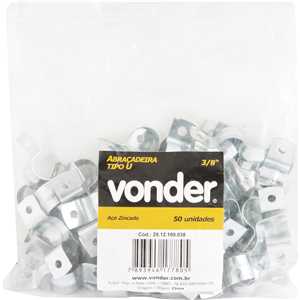 Abraçadeira tipo "U", 3/8", embalagem com 50 peças, VONDER
