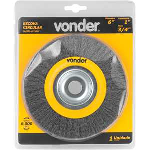 Escova circular de aço, ondulada, 6" x 1" x 3/4" (152,4 mm x 25,4 mm x 19,1 mm) VONDER