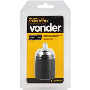 Mandril de aperto rápido, 2,0 mm - 13,0 mm, 1/2" x 20 fios, com trava, VONDER