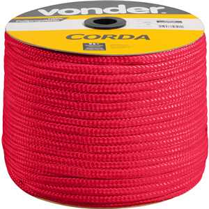 Corda multifilamento trançada 12,0 mm x 140 m, vermelha, em carretel, VONDER