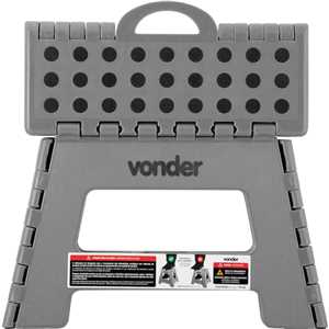 Banqueta plástica dobrável, cinza, altura 220 mm, VONDER
