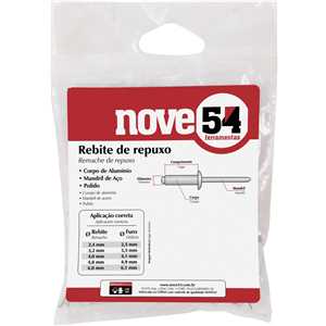 Rebite de repuxo 4,8 mm x 22,0 mm, pacote com 50 peças NOVE54
