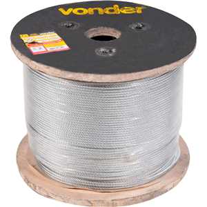 Cabo de aço galvanizado, alma de aço, 4,76 mm - 3/16", 6 x 19M, VONDER