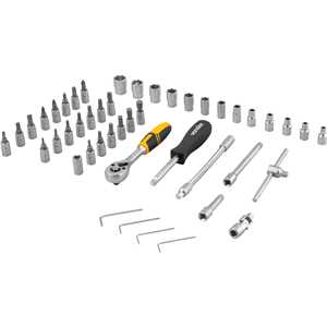 Jogo de soquetes sextavados e ponteiras com encaixe de 1/4", 4 mm a 14 mm, com catraca, 46 peças, VONDER