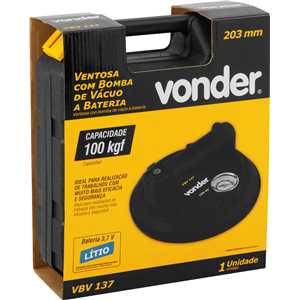 Ventosa 203 mm, com bomba de vácuo a bateria 3,7 V recarregável, 100 kgf, VBV 137, VONDER