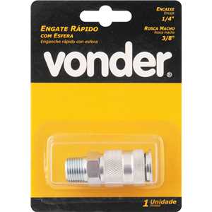 Engate rápido de 1/4", com rosca macho 3/8" NPT, com esferas, VONDER