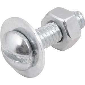 Parafuso máquina zincado cabeça redonda, 1/4" x 1", com porca e arruela lisa, VONDER