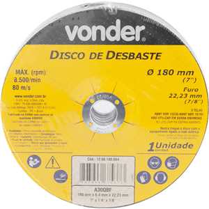 Disco de desbaste 180,0 mm x 6,4 mm x 22,23 mm, DBV, VONDER