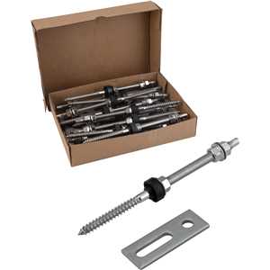 Conjunto haste M10 x 200 mm com suporte reto para painel solar, para madeira, VONDER