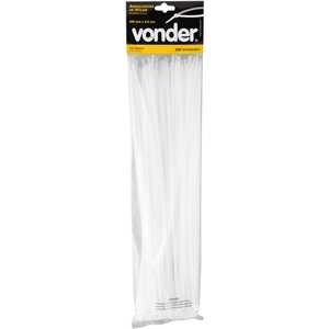 Abraçadeira de nylon, branca, 400 mm x 4,8 mm, com 100 peças, VONDER