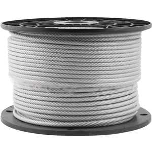 Cabo de aço plastificado transparente, alma de fibra, 3,97 mm - 5/32", 6 x 7, VONDER