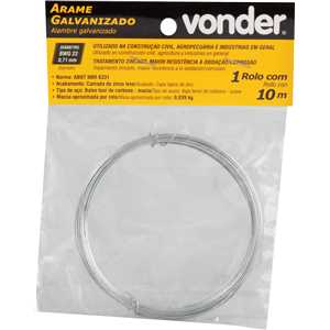 Arame galvanizado, BWG 22 0,71 mm, rolo com 10 metros, VONDER