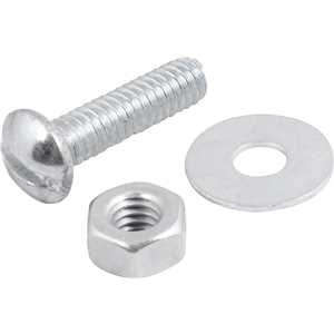 Parafuso máquina zincado cabeça redonda, 1/4" x 1", com porca e arruela lisa, VONDER