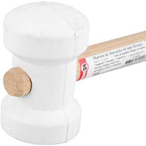 Martelo de borracha 60 mm, cabo em madeira, para azulejista, branco, NOVE54