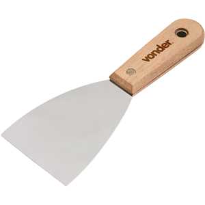 Espátula de aço inox, 3.1/8" - 79 mm, com cabo de madeira, VONDER