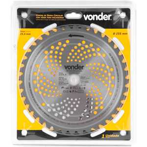 Lâmina circular com vídea, para roçadeiras, 255 mm x 25,4 mm, 40 dentes, VONDER