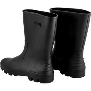 Bota de PVC preta, cano médio, sem forro, 42, NOVE54