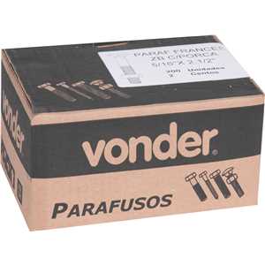 Parafuso francês zincado, 5/16" x 2.1/2", com porca, VONDER