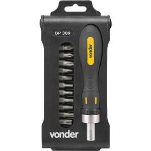 Jogo de bits/ponteiras, com 13 peças, encaixe sextavado 1/4", BP 389, VONDER